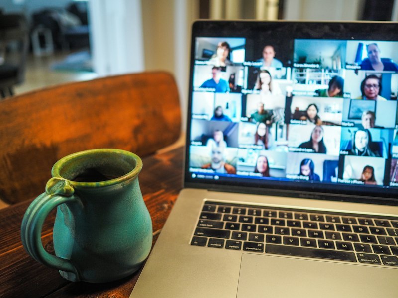 Online teacher recording video lesson